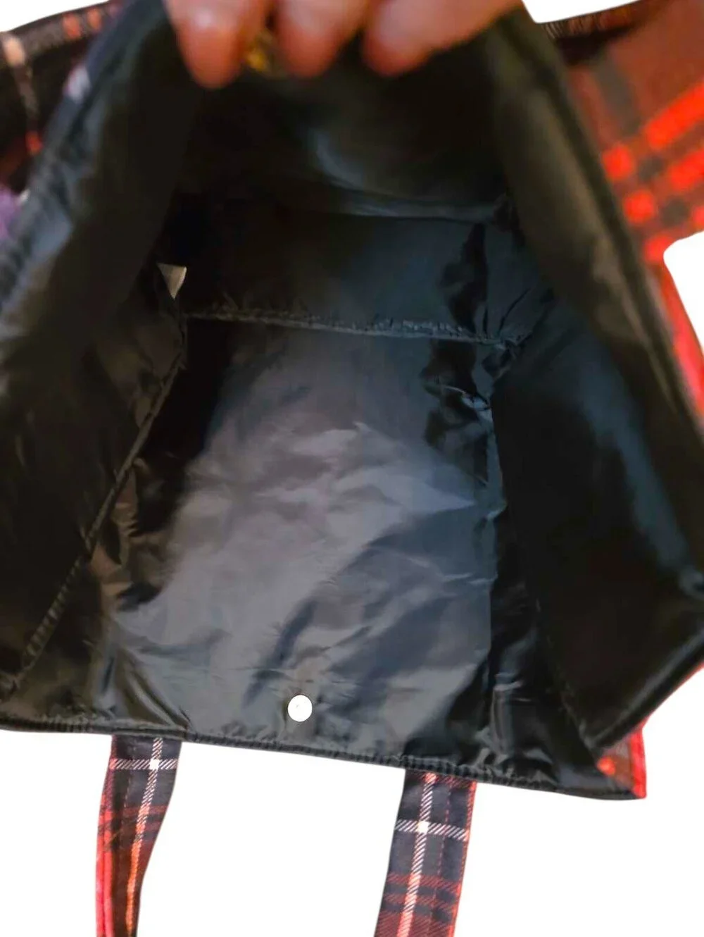 Victoria's Secret Plaid Tote Bag with Faux Fur Trim and Snap Closure